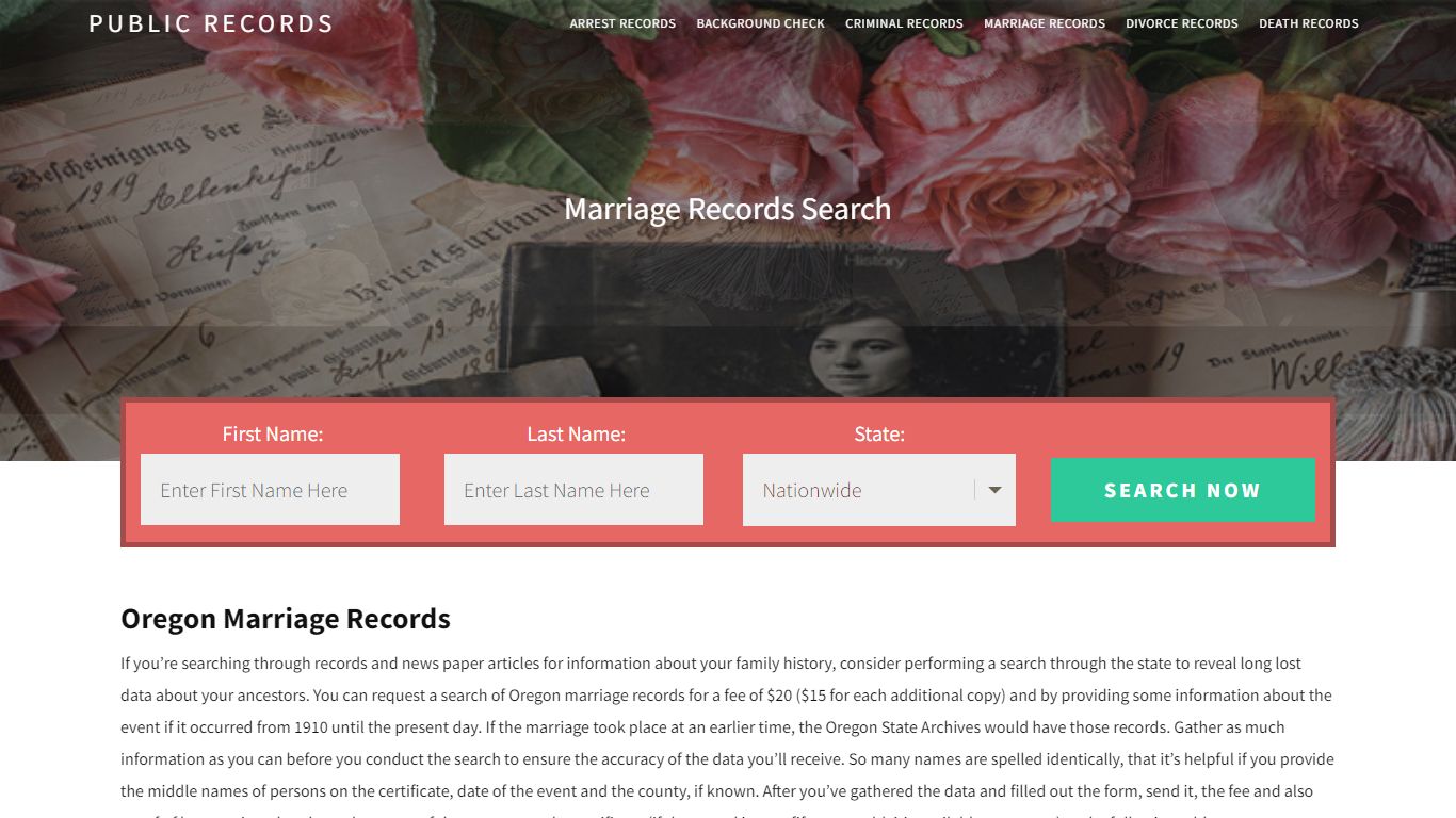 Oregon Marriage Records - Public Records